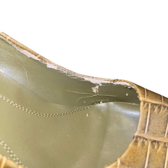 Nine West Snake Print Pointed Toe Pump Heels Size 6.5 Olive Green Career Office - Picture 6 of 6